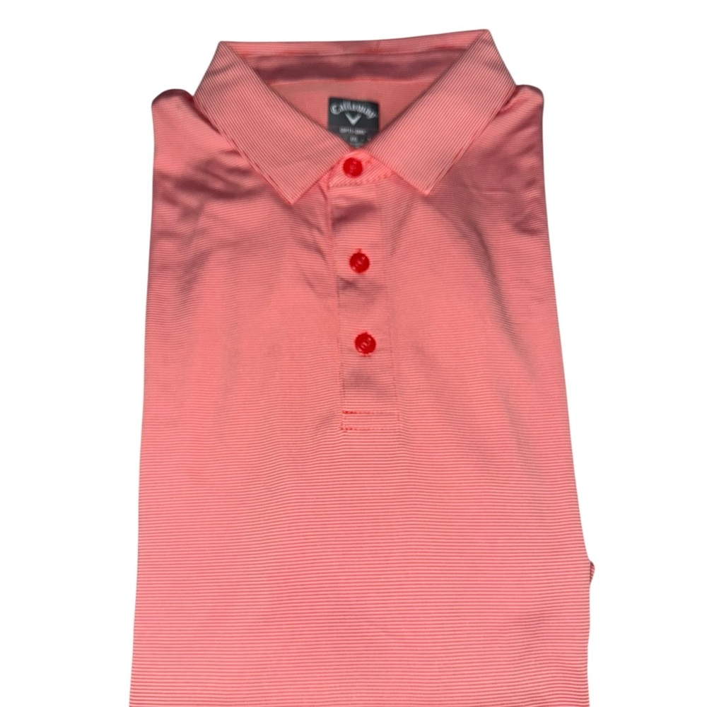 Callaway Golf Coral Striped Polo Shirt Size XL